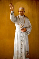 Statue von Papst Johannes Paul II. in der katholischen Pfarrkirche Cristo Risorto de Hedzranawoe, Lomé, Togo